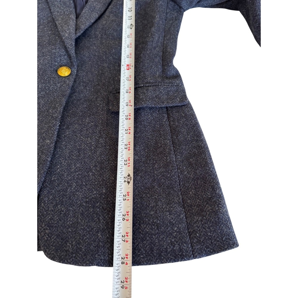 J.Crew Regent Blazer Moon British Wool Herringbone Navy Gold Button Sz 2 - Picture 8 of 9